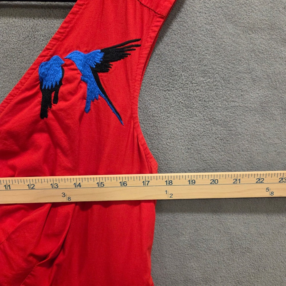 eShakti Embroidered Midi Dress Women's Size 1X 16W Bird Rockabilly Pockets - Picture 16 of 16